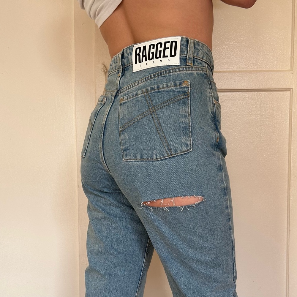 Ragged Priest high waisted light wash blue jeans